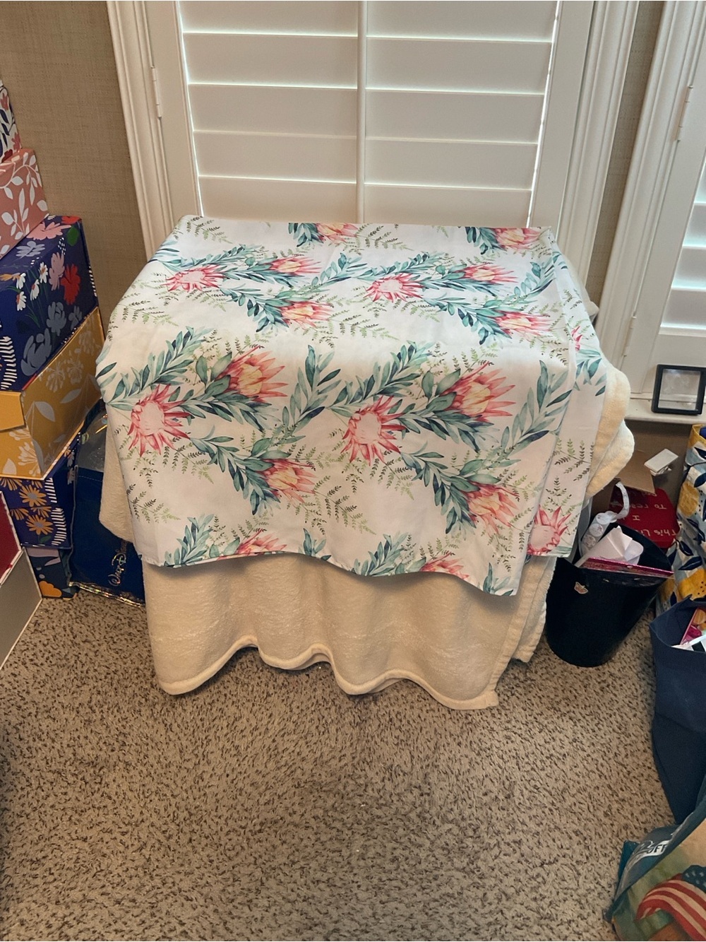 Floral Protea Print Tablecloth in Pink and Green